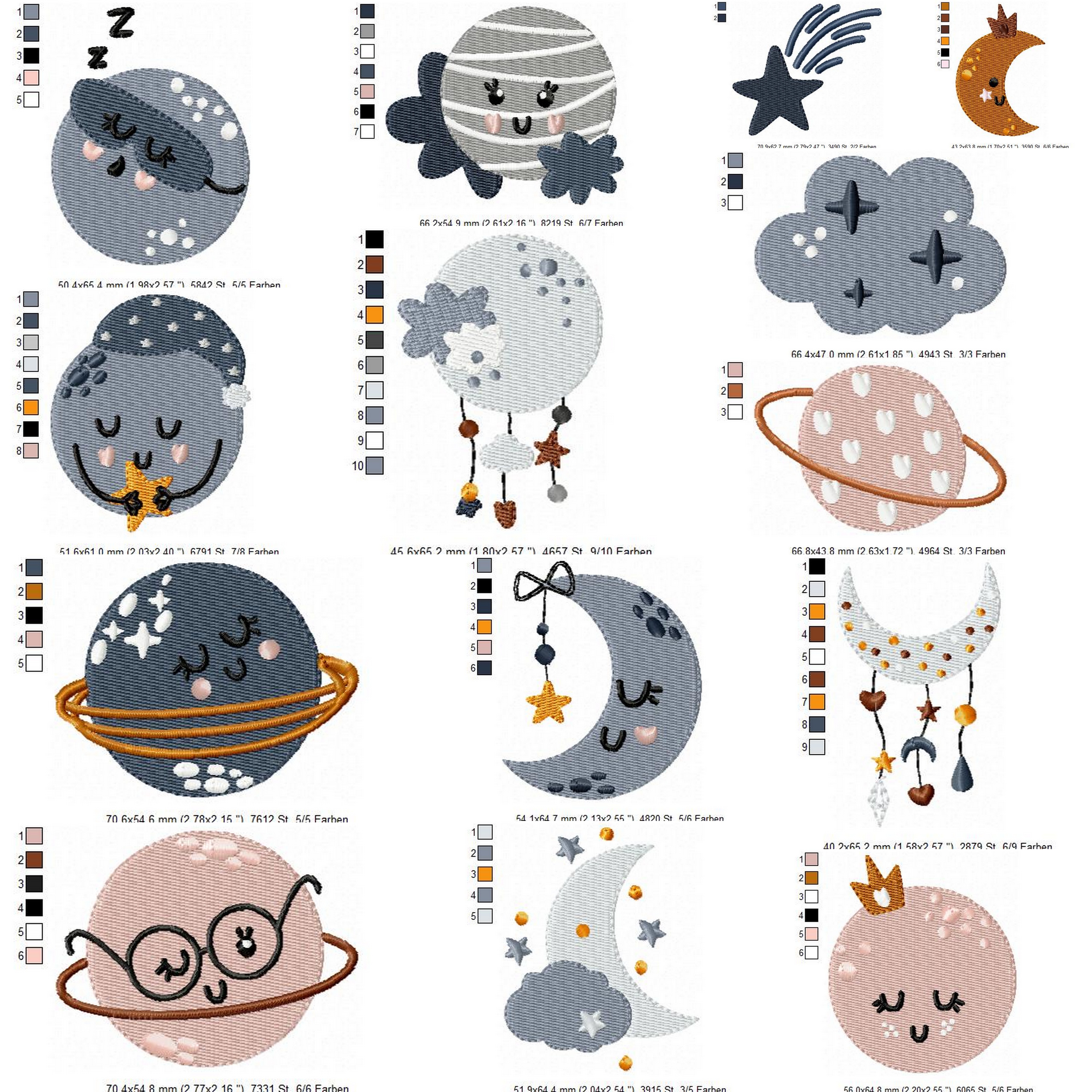 Übersicht Größen Set 10