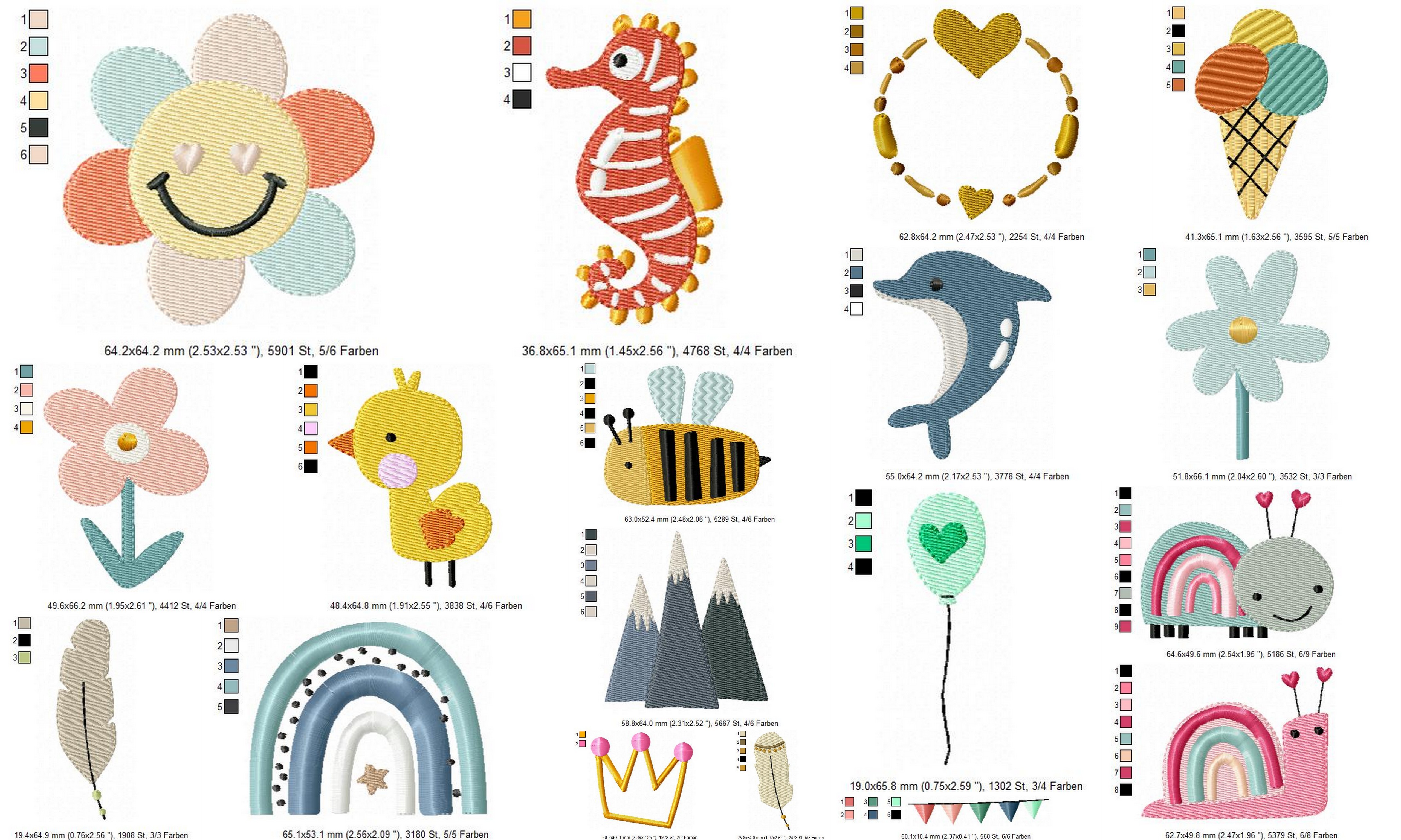 Übersicht Größen Set 6