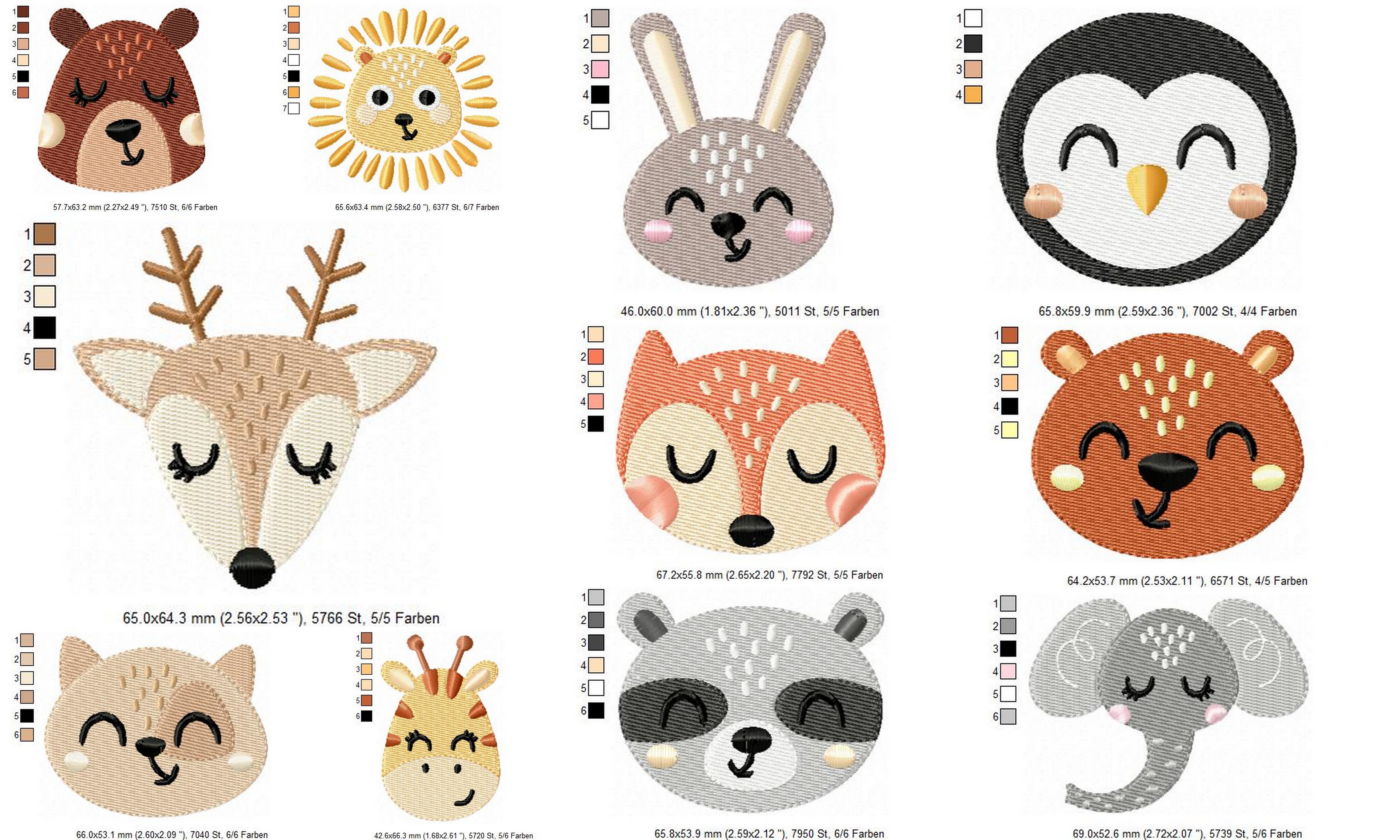 Übersicht Größen Set 7