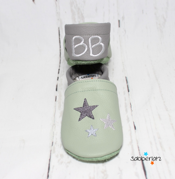 Preview: Lederpuschen mit Sternen