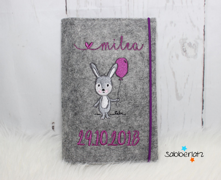 Preview: U-Heft-Hülle Hase mit Ballon