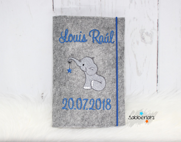 Preview: U-Heft-Hülle Elefant mit Sternanhänger