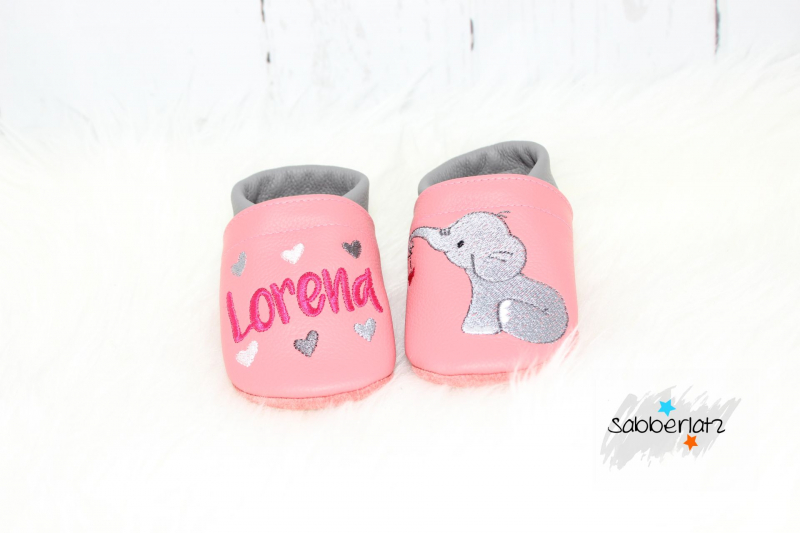 Elefanten-Puschen mit Herzanhänger