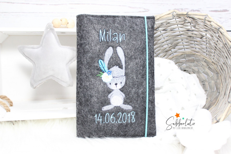 Preview: U-Heft-Hülle Boho-Hase