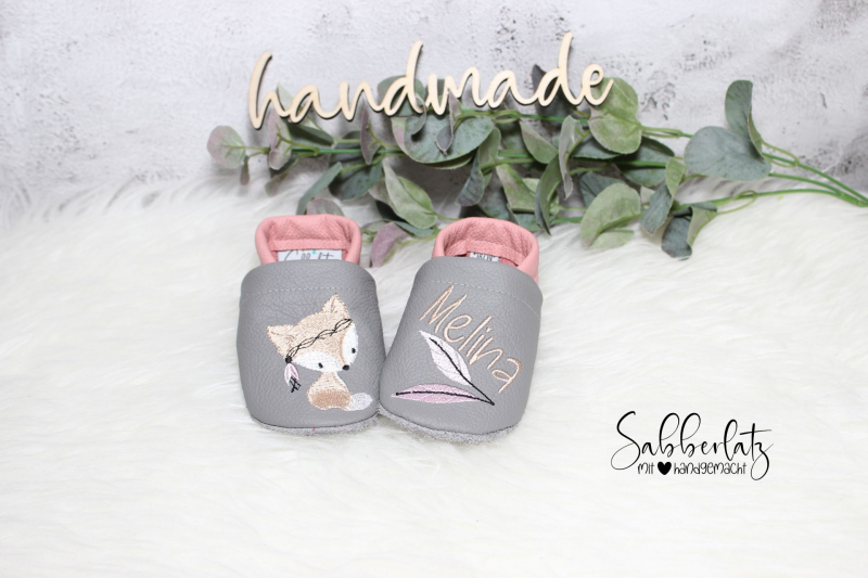 Boho-Fuchs-Puschen *Pastell*