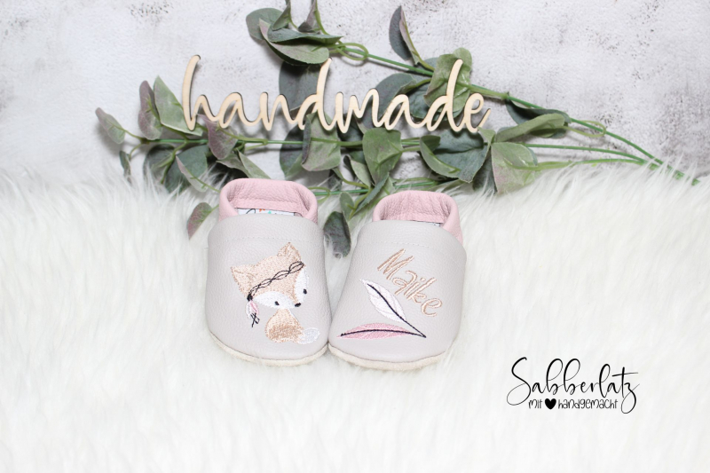 Boho-Fuchs-Puschen *Pastell*