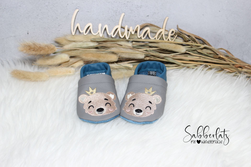 Preview: Bären-Puschen mit Krone