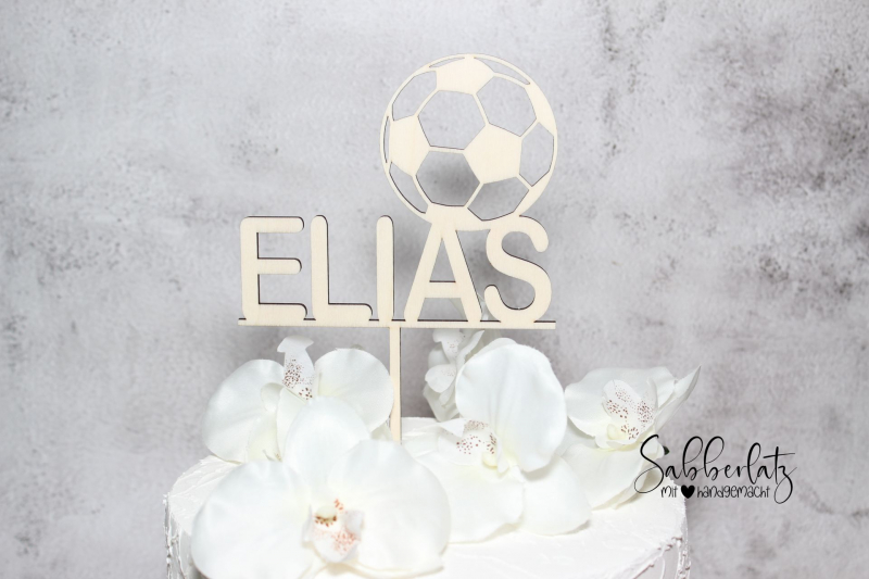 Preview: Caketopper *Fussball* mit Name
