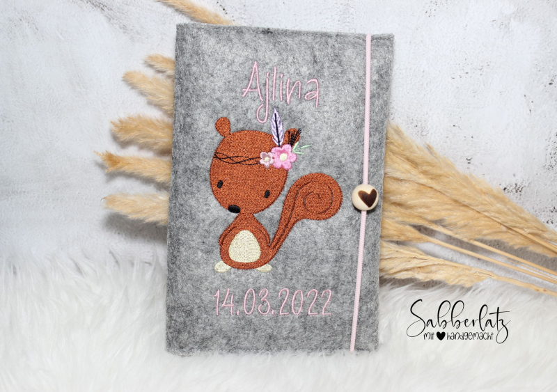 Preview: U-Heft-Hülle Boho-Eichhörnchen