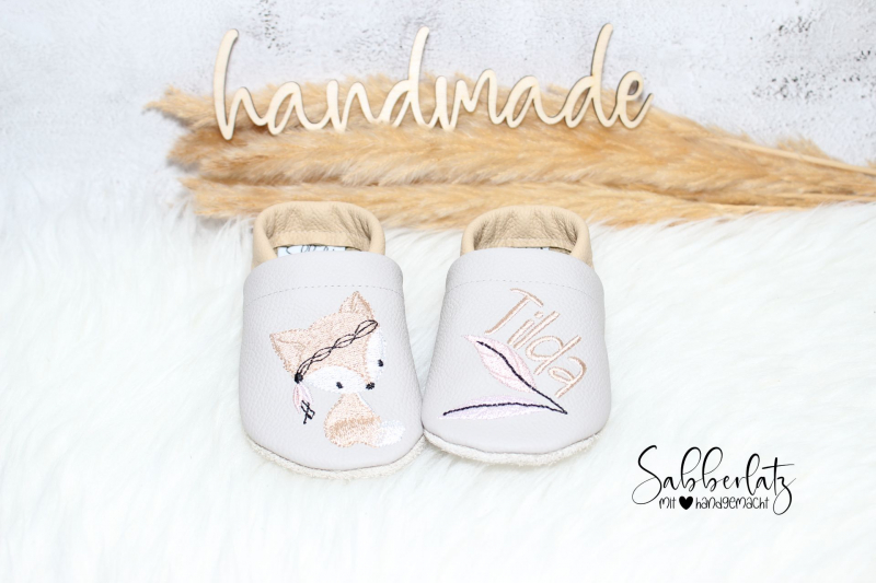 Boho-Fuchs-Puschen *Pastell*