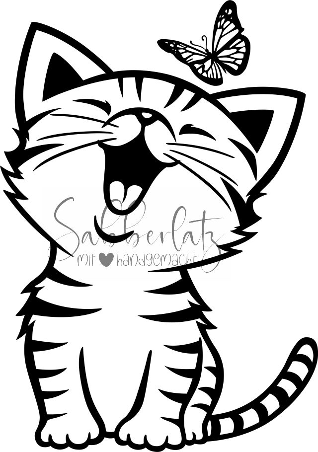 Katze mit Schmetterling