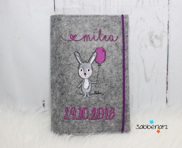 U-Heft-Hülle Hase mit Ballon