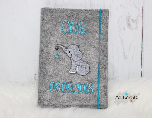 U-Heft-Hülle Elefant mit Sternanhänger