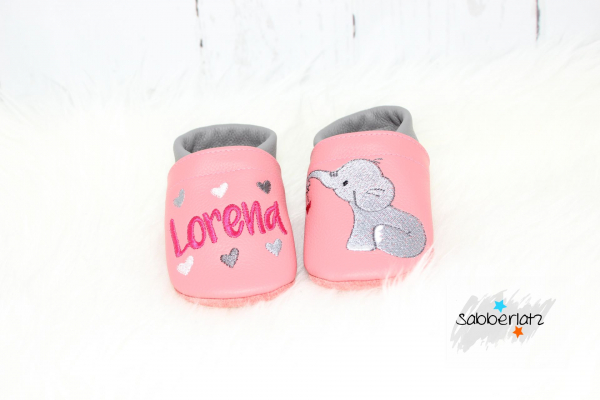 Elefanten-Puschen mit Herzanhänger