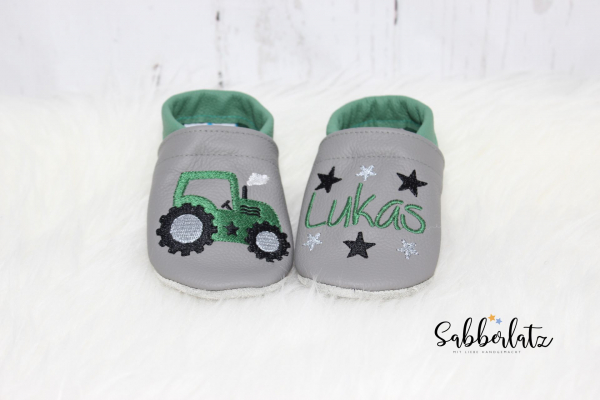 Traktor-Puschen mit Sternen