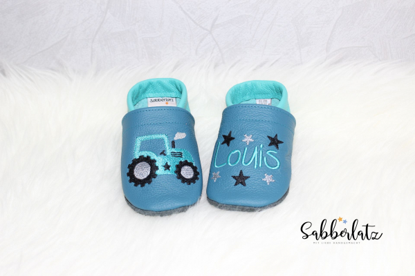 Traktor-Puschen mit Sternen