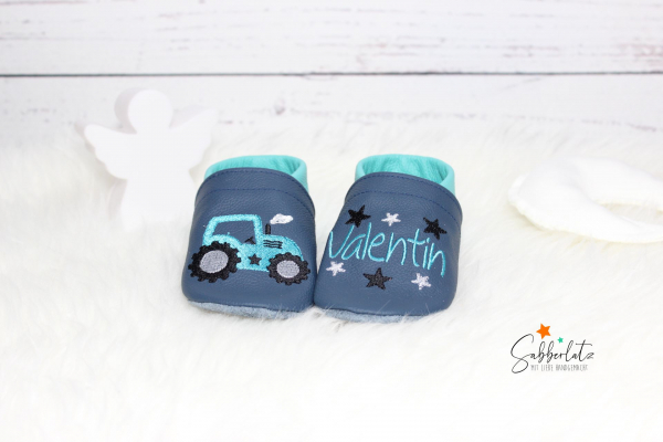 Traktor-Puschen mit Sternen