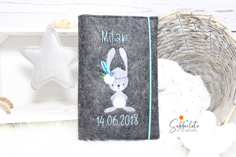 U-Heft-Hülle Boho-Hase