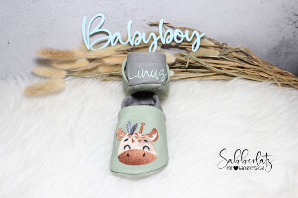 Giraffen-Puschen mit Federn