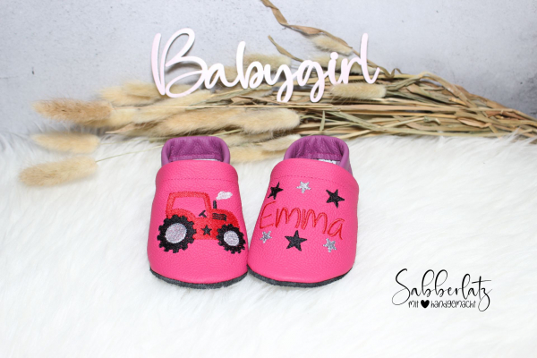 Traktor-Puschen mit Sternen