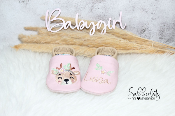 Hirsch-Puschen mit Blume