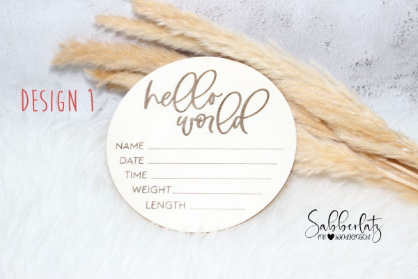 Hello World - Schild