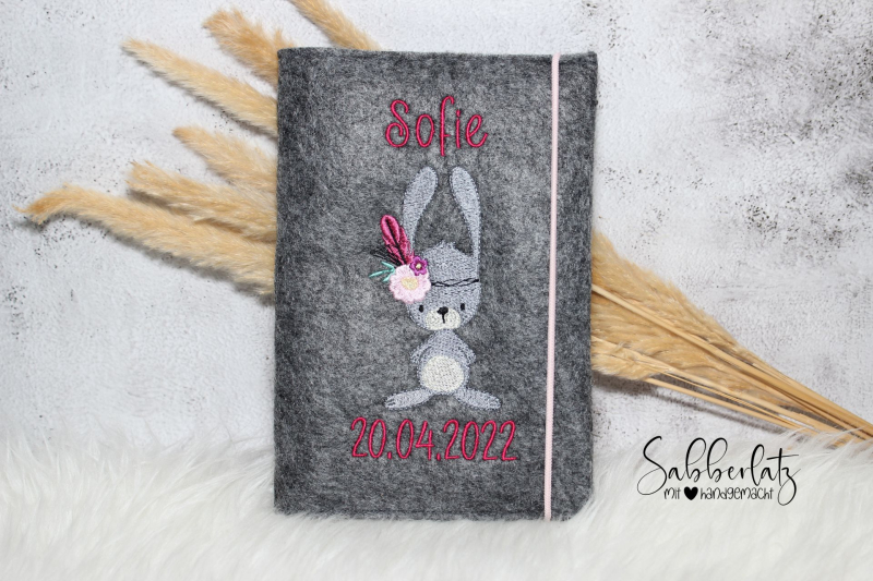 U-Heft-Hülle Boho-Hase