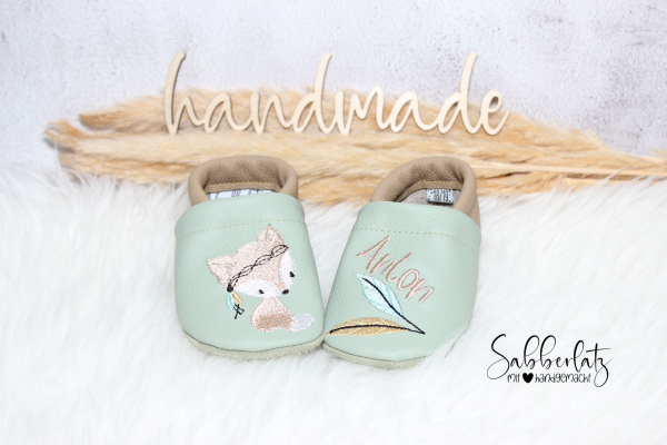 Boho-Fuchs-Puschen *Pastell*