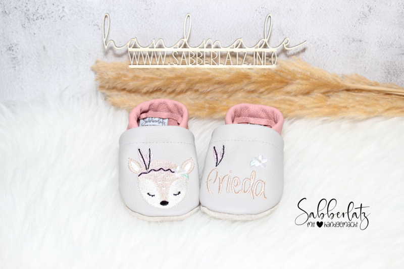 Boho-Reh-Puschen *Pastell*