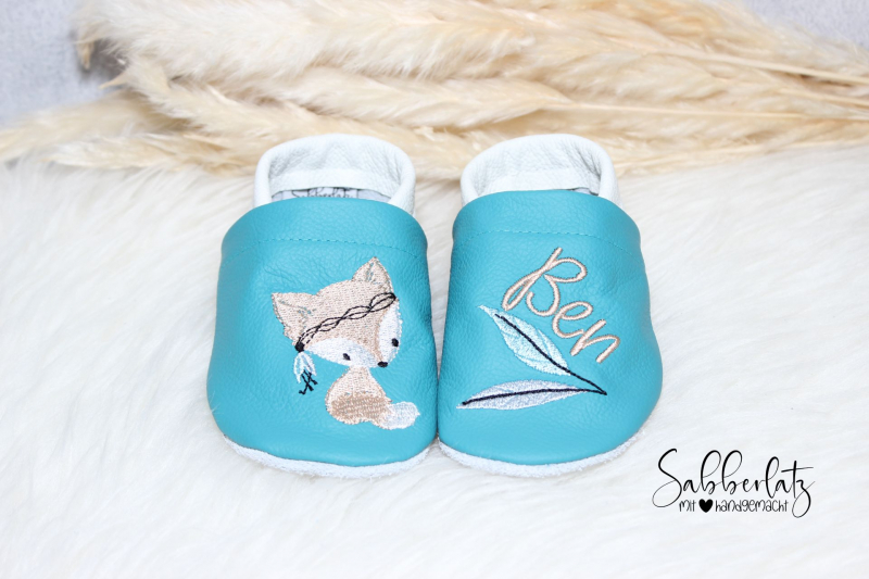 Boho-Fuchs-Puschen *Pastell*