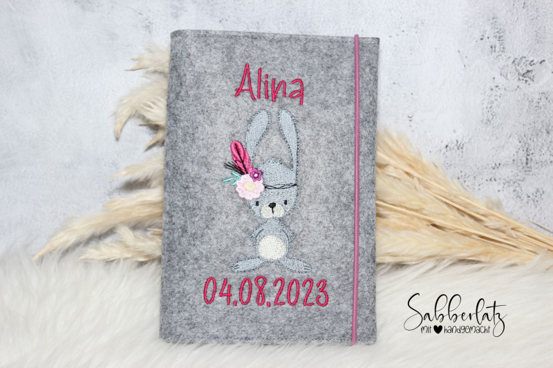 U-Heft-Hülle Boho-Hase