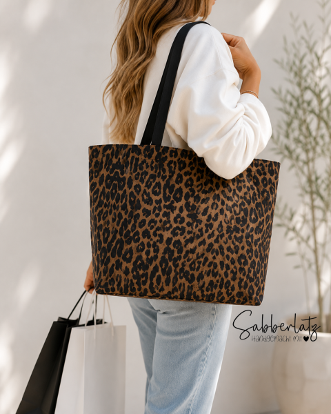 Shopper Leopard – optional mit Wunschbeschriftung